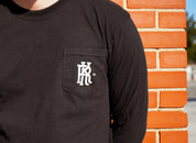 Adult Black Long Sleeve Pocket Tee