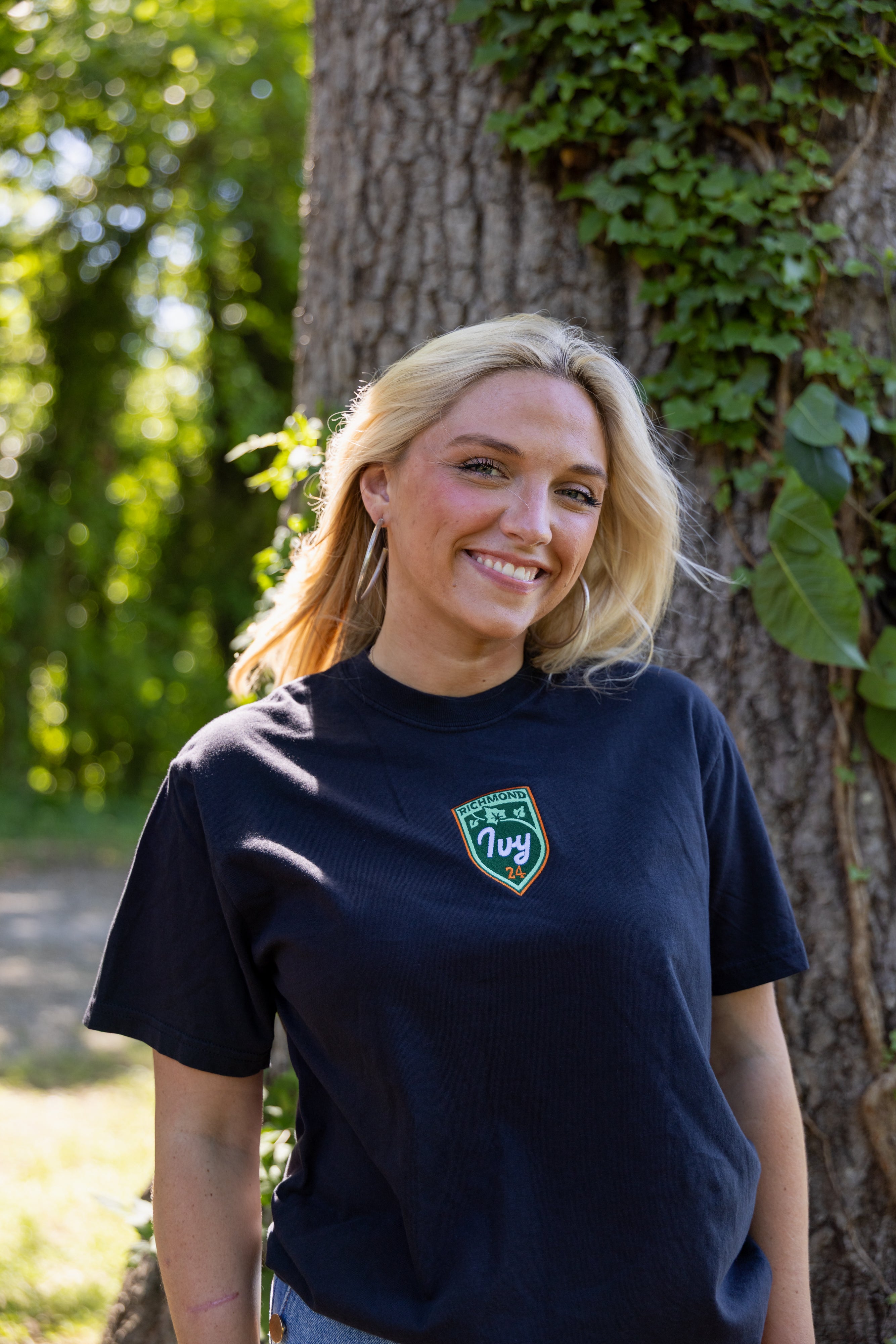 Ivy Crest Black Tee - Embroidered