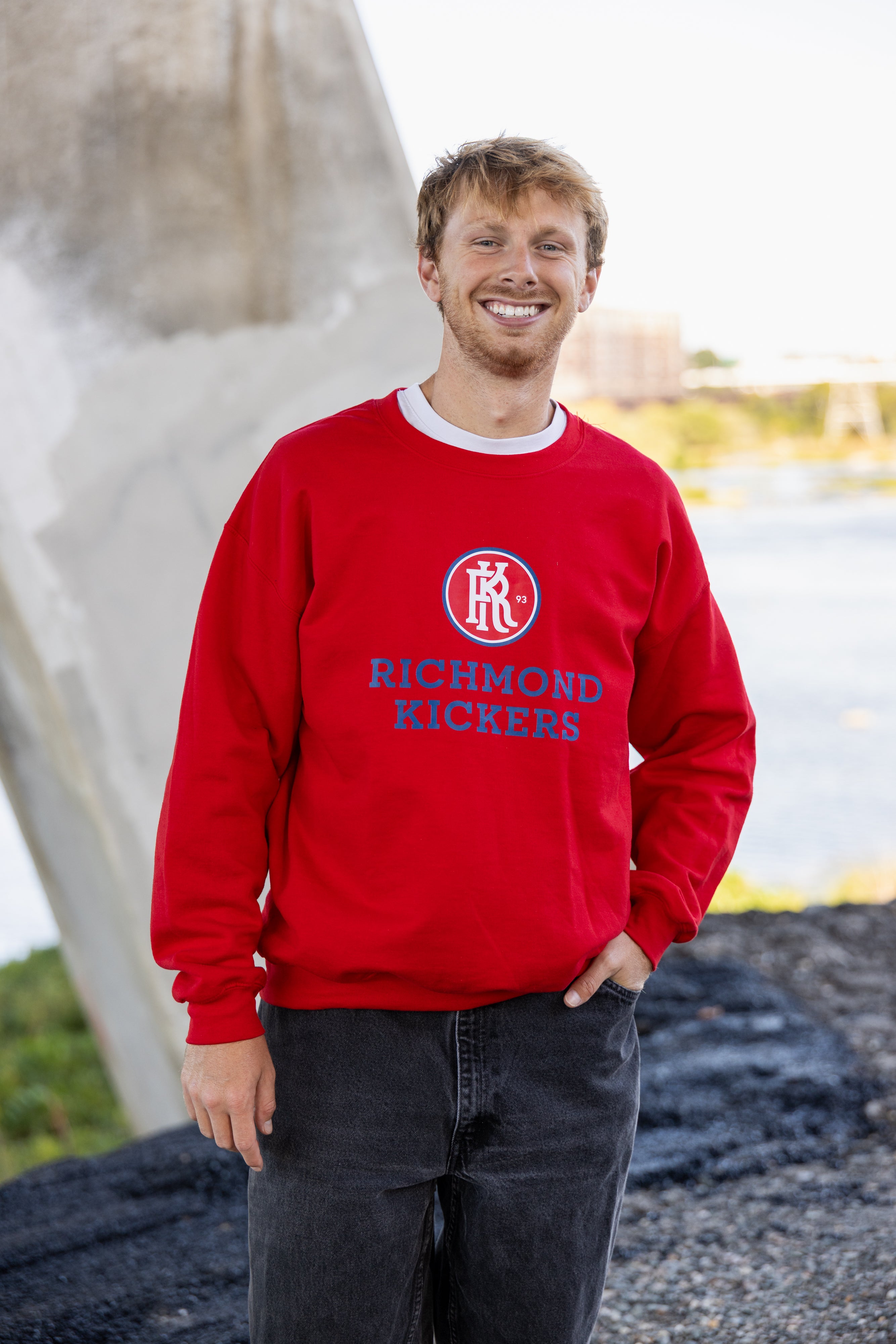 Youth Logo & Wordmark Red Crewneck