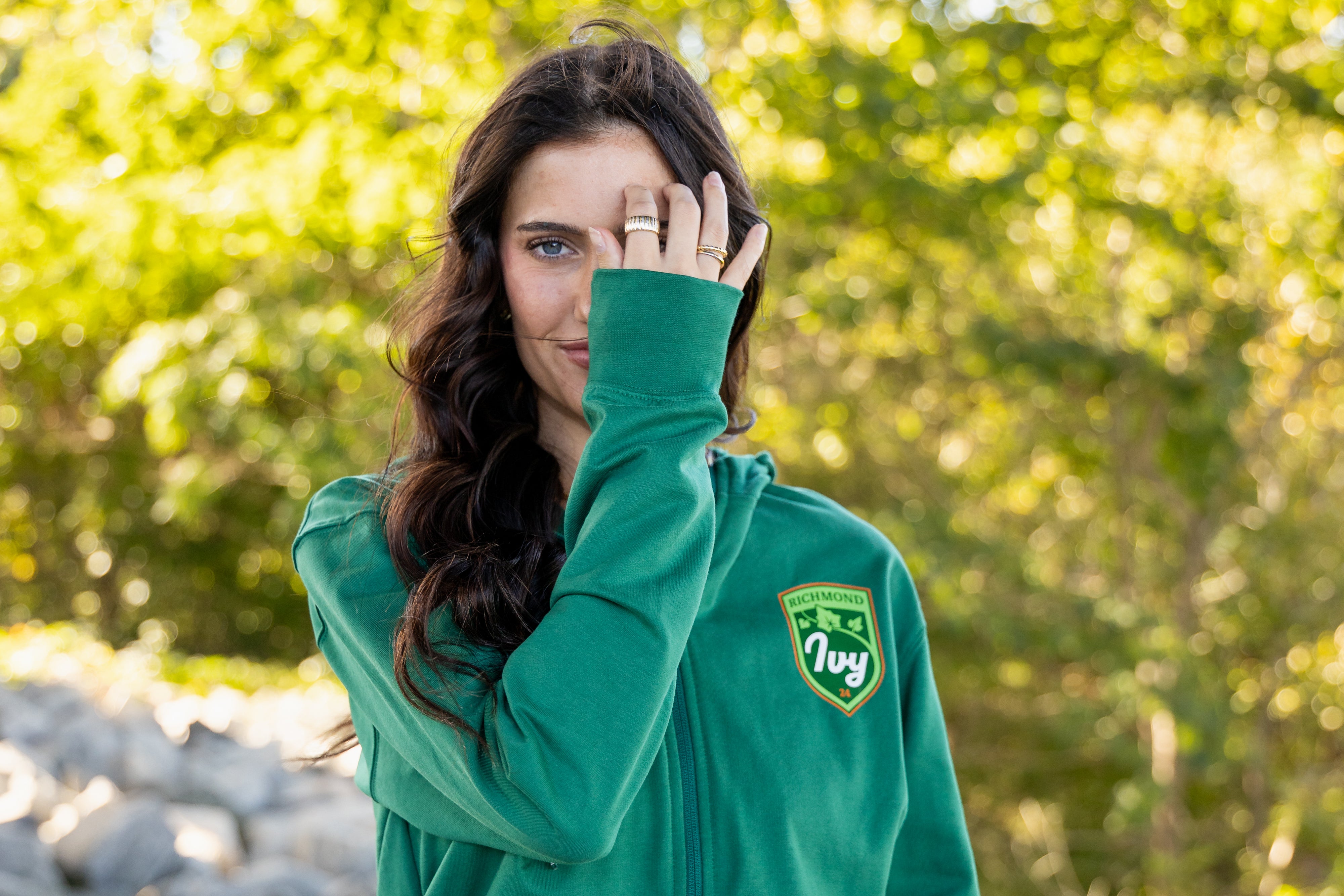 Kids Ivy Full Zip Green Hoodie - Hummel