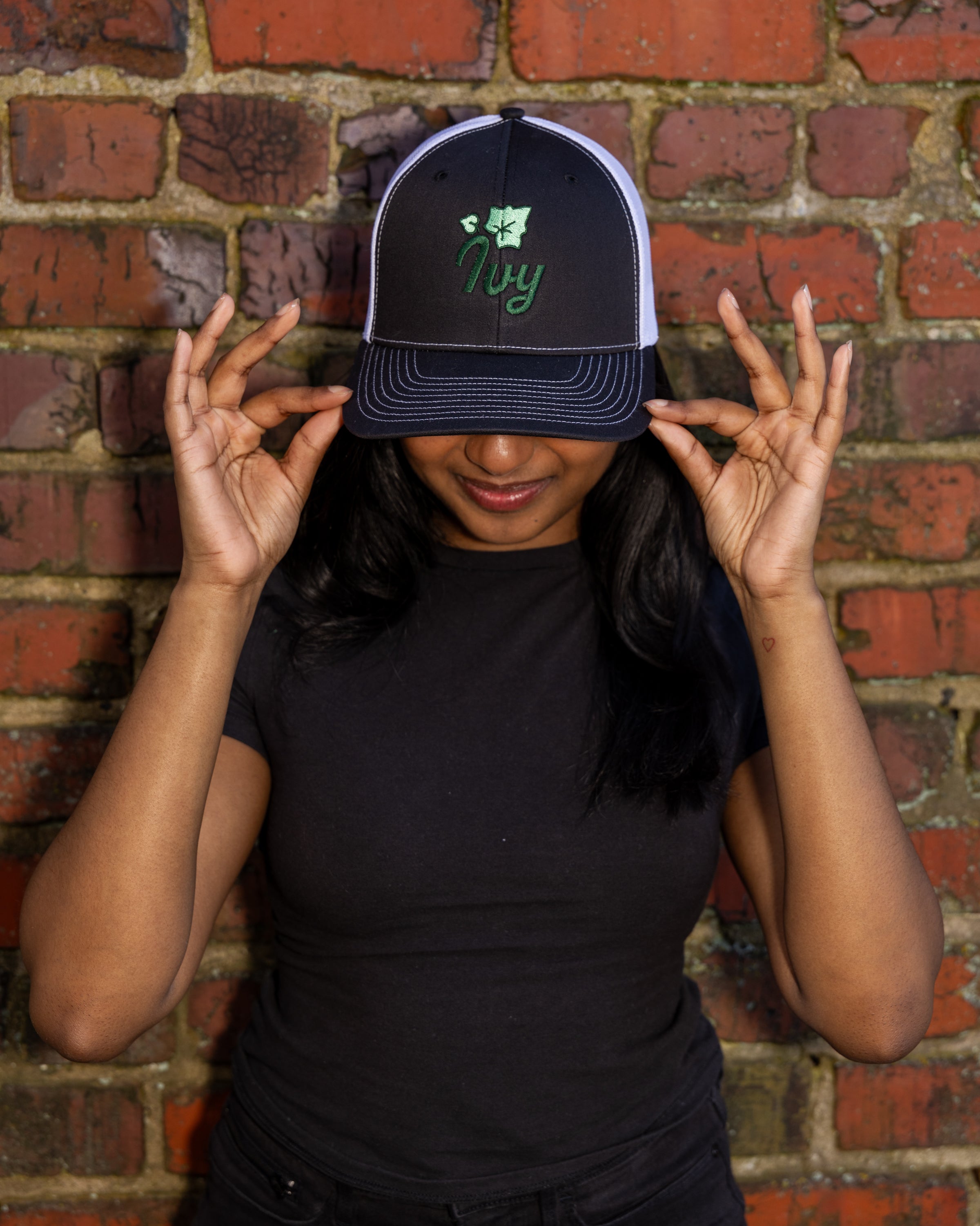 Ivy with Cluster Black Trucker Hat