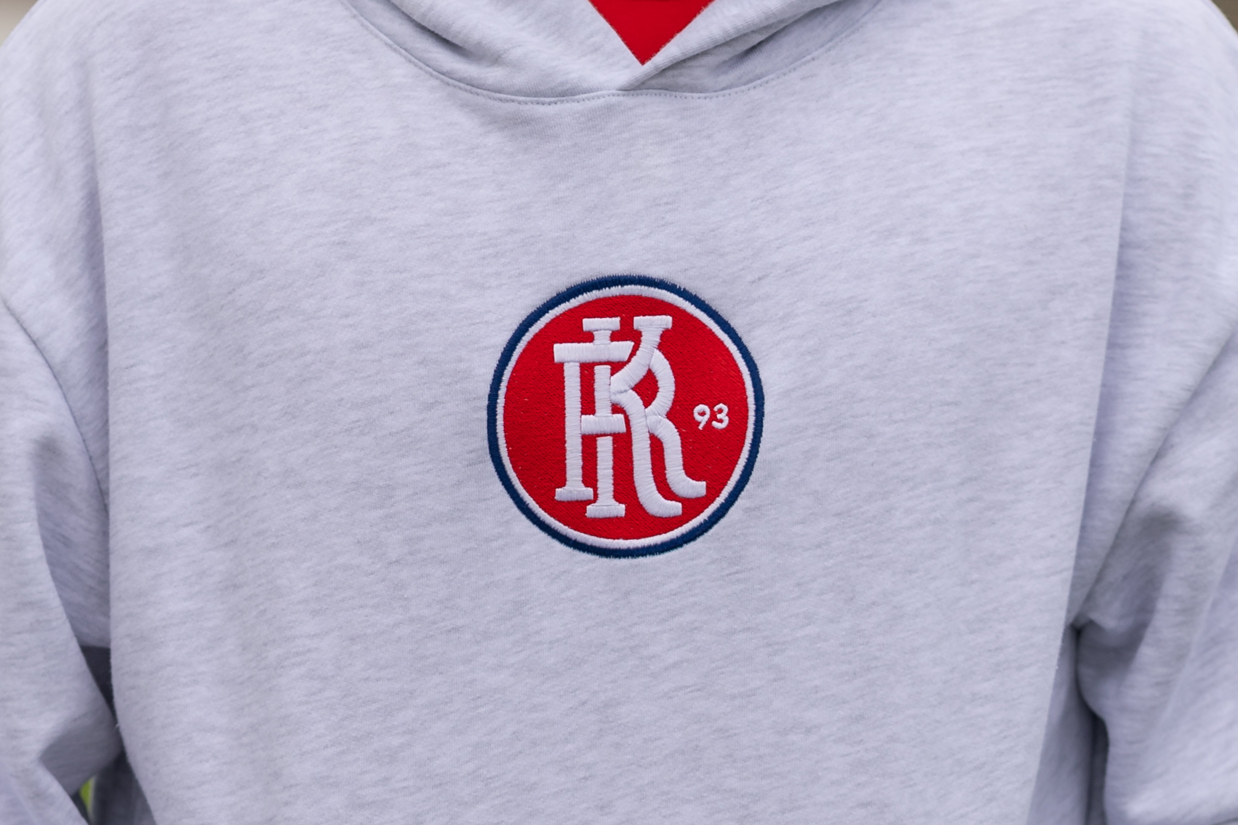 Grey Secondary Logo Embroidered Hoodie